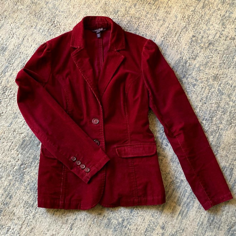 Long Tall Sally Burgundy, Corduroy Blazer - Size 12, Tall Women